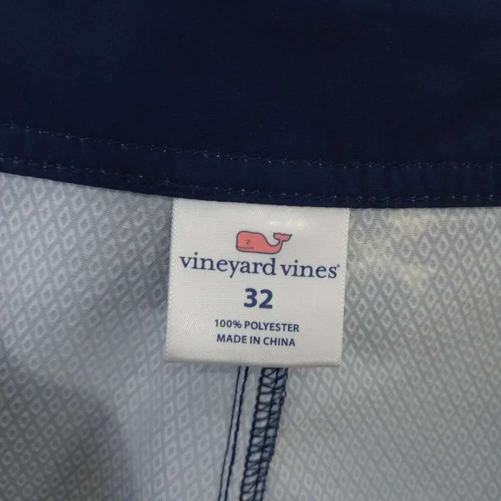 Vineyard Vines Swim Trunks Mens 32 Navy‎ Blue Crossed Fishbones Drawstring